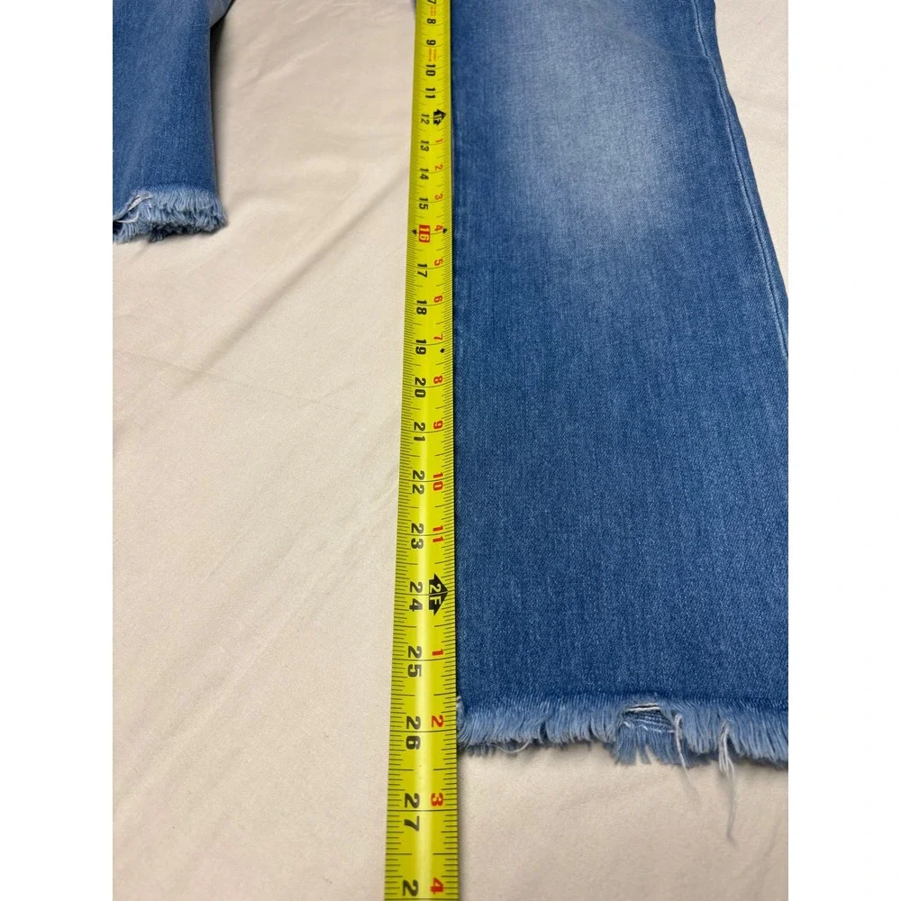 Frame Denim Le High Straight Jeans Opus Blue Raw Hem LHSTRB969 Womens Size 26X26